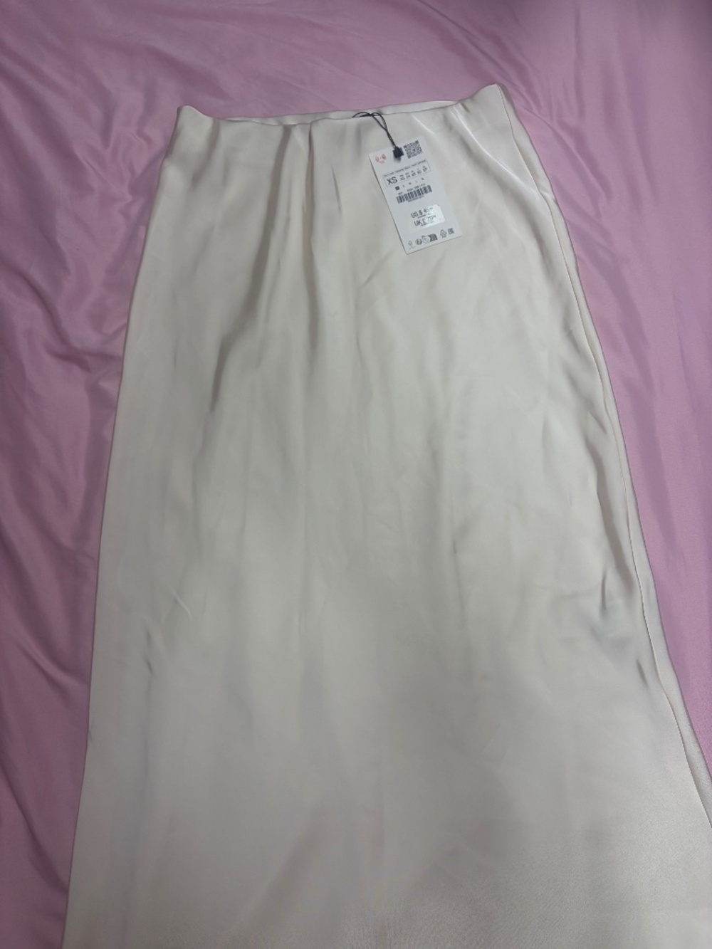 ZARA Ivory Satin Maxi Skirt XS NWT
